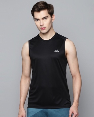 Shop Men's Black Printed Slim Fit T-shirt-Front