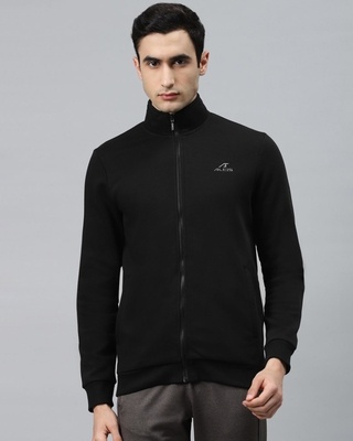 Shop Alcis Men Black Slim Fit Sweatshirt-Front