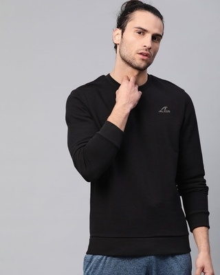 Shop Alcis Men Black Slim Fit Sweatshirt-Front