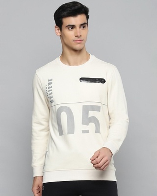 Shop Alcis Men White Printed Slim Fit Sweatshirt-Front