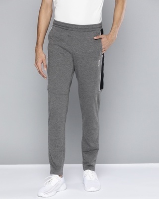 Shop Alcis Men's Grey Melange Mid Rise Slim Fit Track Pant-Front
