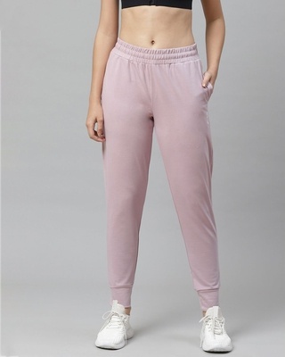Shop Alcis Nari Pink Slim Fit Solid Joggers-Front
