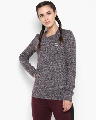 Shop Women's Multicolor Self Design Slim Fit T-shirt-Front