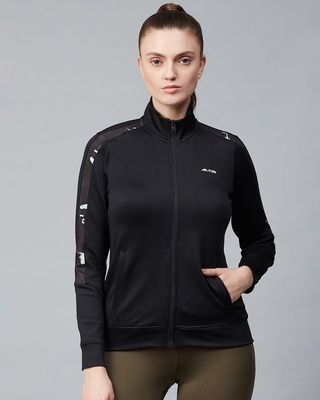 Shop Alcis Women Black Slim Fit Sweatshirt-Front
