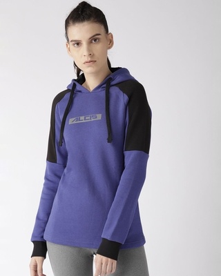 Shop Alcis Women Blue Printed Slim Fit Sweatshirt-Front