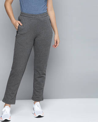 Shop Alcis Women Charcoal Grey Solid Track Pants-Front