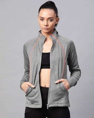 Shop Alcis Women Grey Slim Fit Sweatshirt-Front