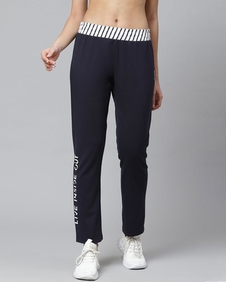 Shop Alcis Women Navy Solid Training Track Pants-Front