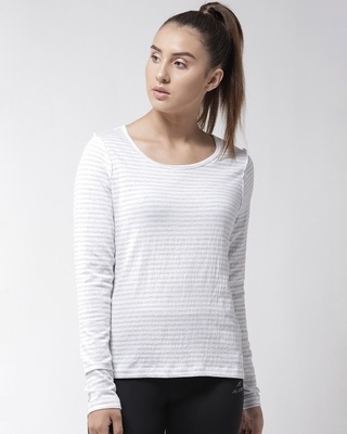 Shop Women's White Striped Slim Fit T-shirt-Front