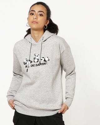 Shop Women's Grey Printed Hoodie-Front
