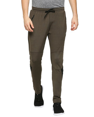 Shop Men's Olive Solid Regular Fit Trackpant-Front