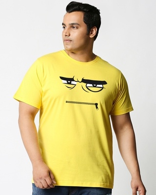 Shop Angry Zip Plus Size Half Sleeve T-shirt-Front