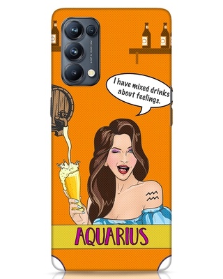 Shop Aquarius Zodiac Designer Hard Cover for Oppo Reno 5 Pro-Front