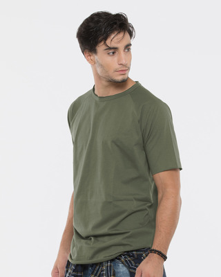 Army Green Longline T-Shirt Men's Longline T-Shirts-Plain Bewakoof.com