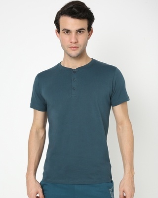 Shop Men's Atlantic Deep Half Sleeve Henley T-shirt-Front