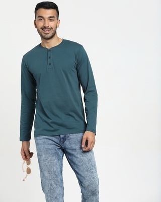 Atlantic Deep Full Sleeve Henley T-Shirt-Front Bewakoof