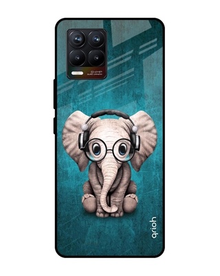 Shop Baby Elephant Printed Premium Glass Cover for Realme 8 (Shock Proof, Lightweight)-Front
