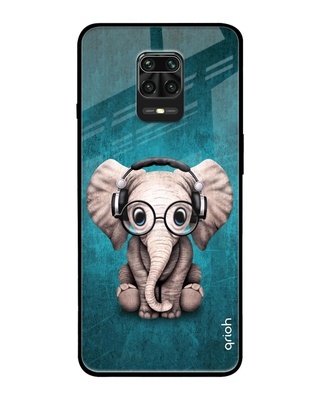 Shop Baby Elephant Printed Premium Glass Cover for Xiaomi Redmi Note 9 Pro Max (Shock Proof, Lightweight)-Front