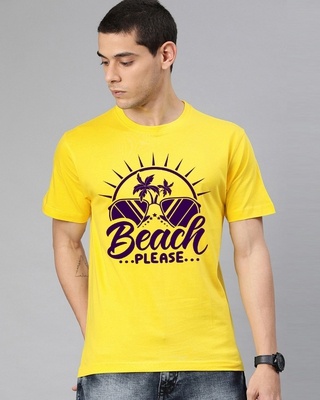 Shop Be Awara Beach Please Half Sleeve T-Shirt For Men-Front