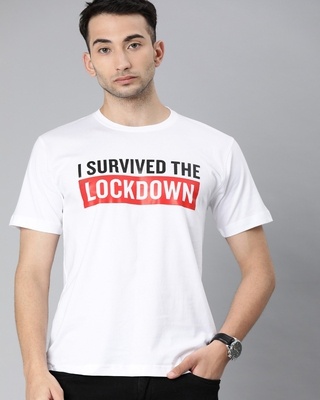 Shop Be Awara Survived The Lockdown Half Sleeve T-Shirt For Men-Front