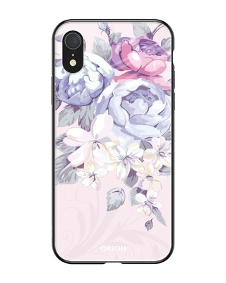 Shop Elegant Floral Printed Premium Glass Cover for iPhone XR(Shock Proof, Lightweight)-Front