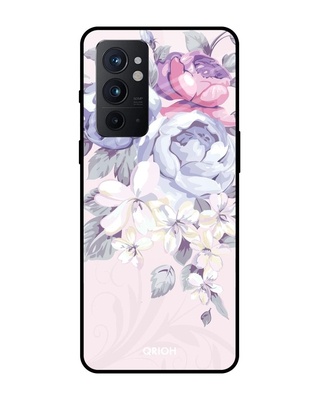 Shop Elegant Floral Printed Premium Glass Cover for OnePlus 9RT (Shock Proof, Lightweight)-Front
