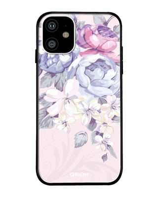 Shop Elegant Floral Printed Premium Glass Cover for iPhone 11(Shock Proof, Lightweight)-Front