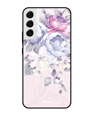 Shop Elegant Floral Printed Premium Glass Cover for Samsung Galaxy S22 5G (Shock Proof, Lightweight)-Front