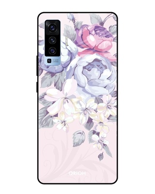 Shop Elegant Floral Printed Premium Glass Cover for Vivo X50 (Shock Proof, Lightweight)-Front