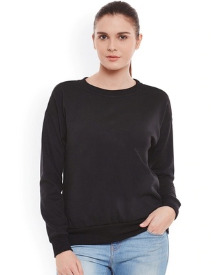 Shop Belle Fille Women's Black Regular Fit Sweatshirt-Front