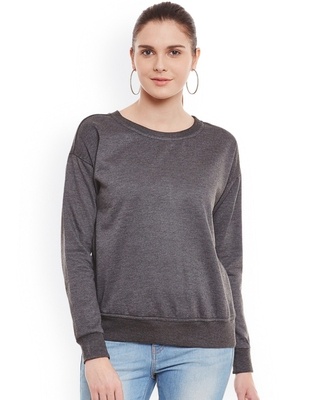 Shop Belle Fille Women's Grey Regular Fit Sweatshirt-Front