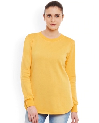 Shop Belle Fille Women's Yellow Regular Fit Sweatshirt-Front