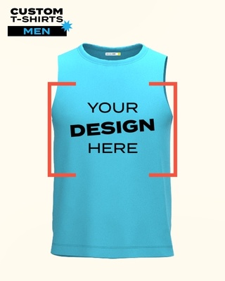 Shop Bewakoof Customizable Men's Blue Round Neck Vest-Front