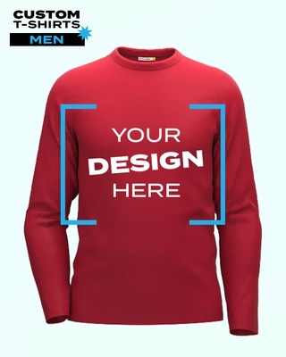 Shop Bewakoof Customizable Men's Red Full Sleeves T-Shirt-Front