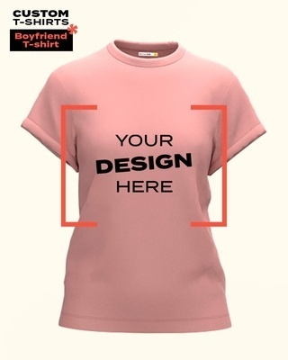 Shop Bewakoof Customizable Women Pink Boyfriend Fit T-Shirt-Front