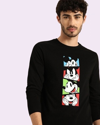 Shop Men's Black Mickey Pop Block (DL) Graphic Printed T-shirt-Front