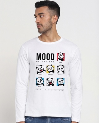 Shop Men's White Mood Of The Day Panda Graphic Printed T-shirt-Front