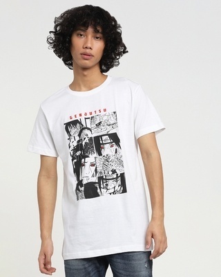 Shop Men's White Genjutsu Graphic Printed T-shirt-Front