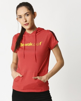 Shop Smile 2.0 Half Sleeve Printed Hoodie T-Shirt-Front