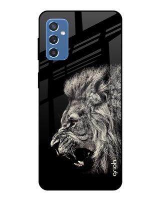 Shop Brave Lion Printed Premium Glass Cover for Samsung Galaxy M52 5G (Shock Proof, Lightweight)-Front