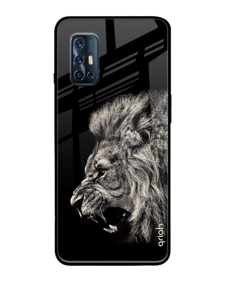 Shop Brave Lion Printed Premium Glass Cover for Vivo V19 (Shock Proof, Lightweight)-Front