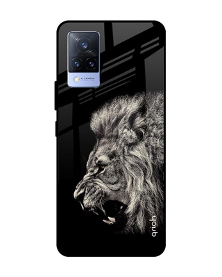 Shop Brave Lion Printed Premium Glass Cover for Vivo V21 (Shock Proof, Lightweight)-Front