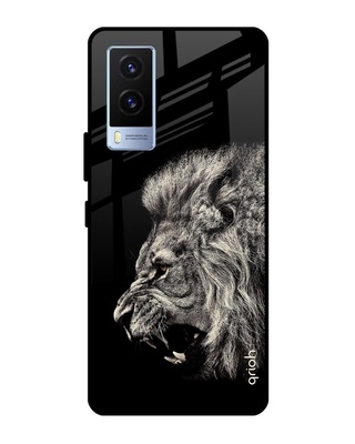 Shop Brave Lion Printed Premium Glass Cover for Vivo V21e (Shock Proof, Lightweight)-Front