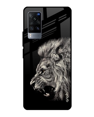 Shop Brave Lion Printed Premium Glass Cover for Vivo X60 (Shock Proof, Lightweight)-Front