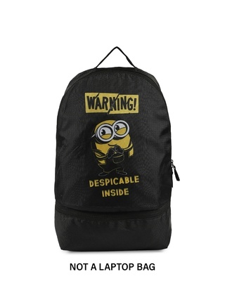 Shop Black Despicable Minion Printed Small Backpack-Front