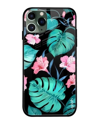 Shop Leaves & Flowers Printed Premium Glass Cover for iPhone 11 Pro(Shock Proof, Lightweight)-Front