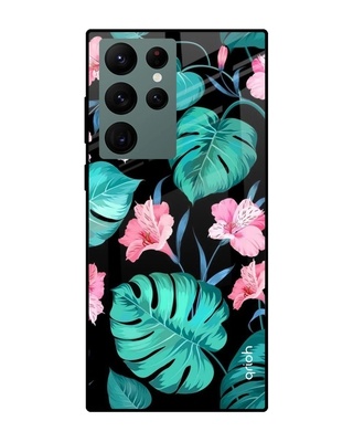 Shop Tropical Printed Premium Glass Cover for Samsung Galaxy S22 Ultra 5G (Shock Proof, Lightweight)-Front