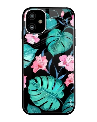 Shop Leaves & Flowers Printed Premium Glass Cover for iPhone 11(Shock Proof, Lightweight)-Front