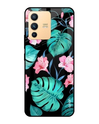 Shop Leaves & Flowers Printed Premium Glass Cover for Vivo V23 Pro 5G (Shock Proof, Lightweight)-Front