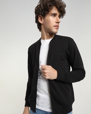 Shop Black Zipper Sweatshirt-Front